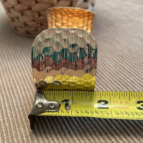 Gold Tone Metal Hammered Cuff Bracelet - Picture 6 of 7